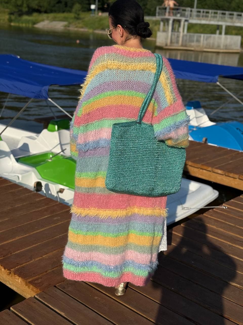 Oversized pastel alpaca cardigan long thumb 1