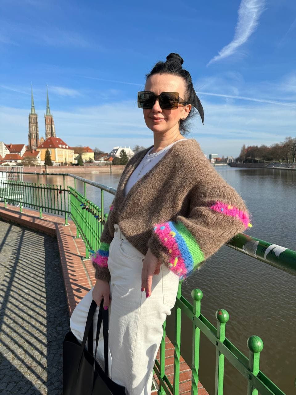 Mocha Rainbow Alpaca Cardigan — Handmade Cardigans by Ole Knitwear