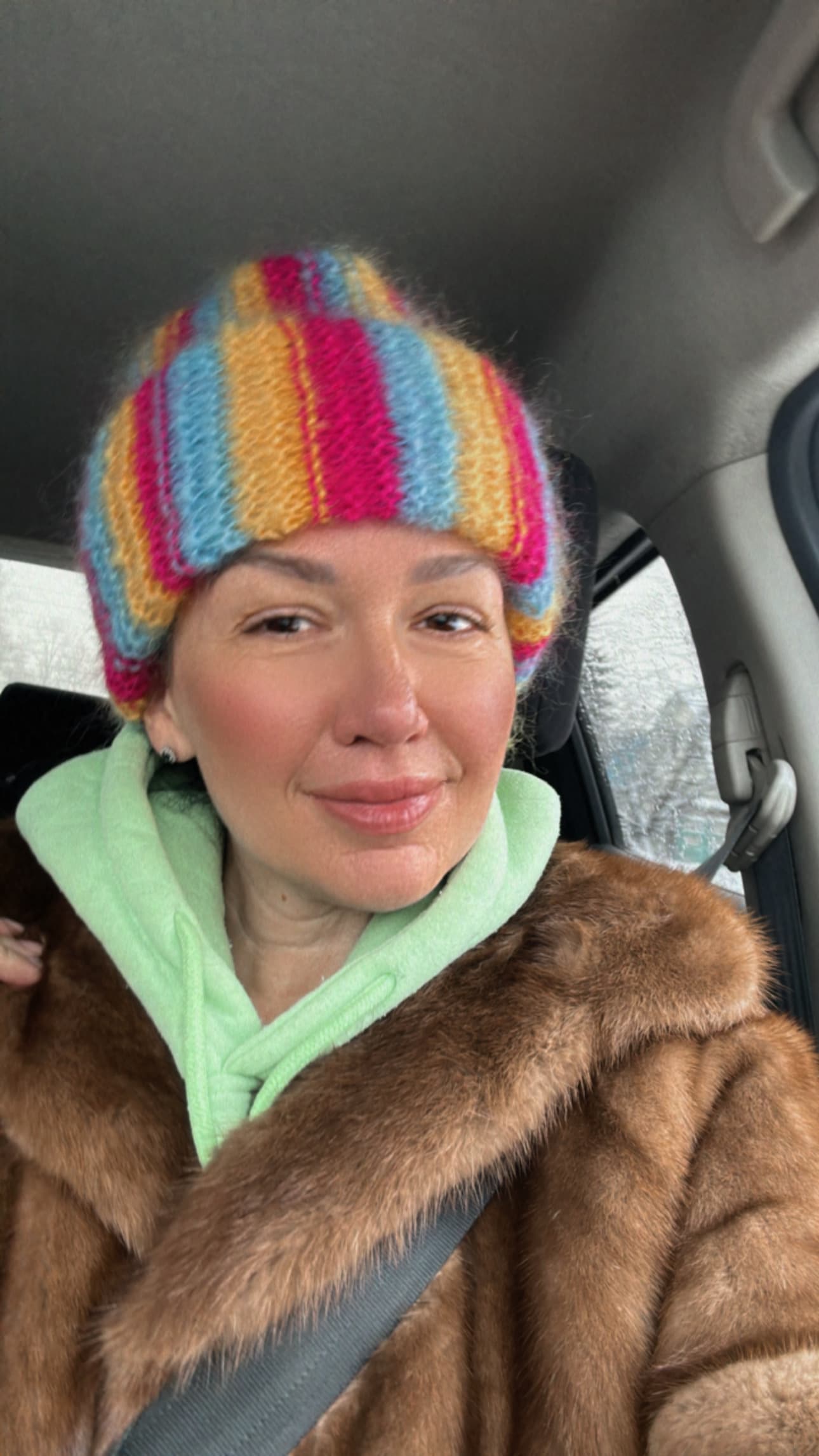 Rainbow Alpaca Mohair Beanie - view 1