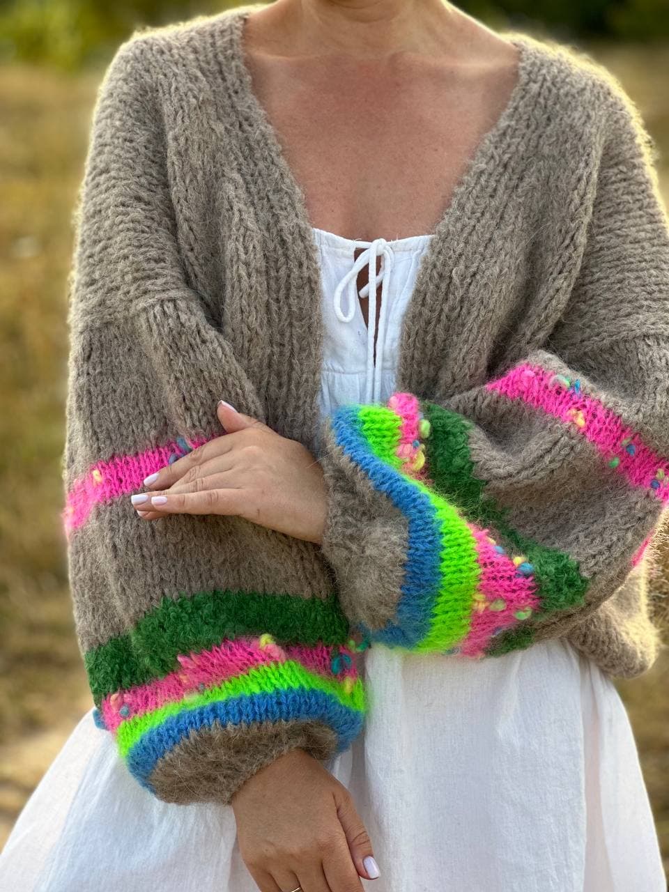 Rainbow alpaca cardigan — Handmade Cardigans by Ole Knitwear