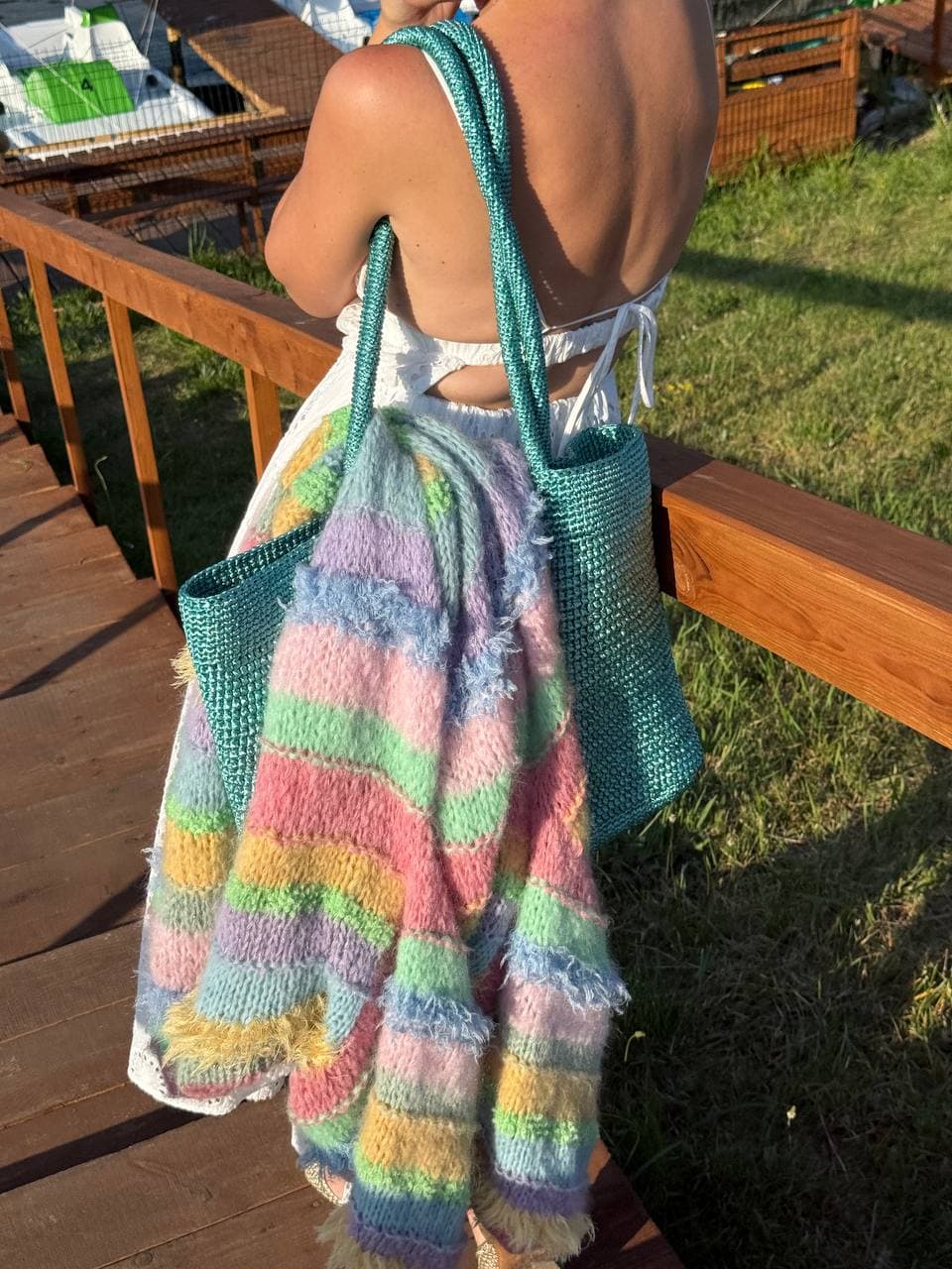 Oversized pastel alpaca cardigan long thumb 3