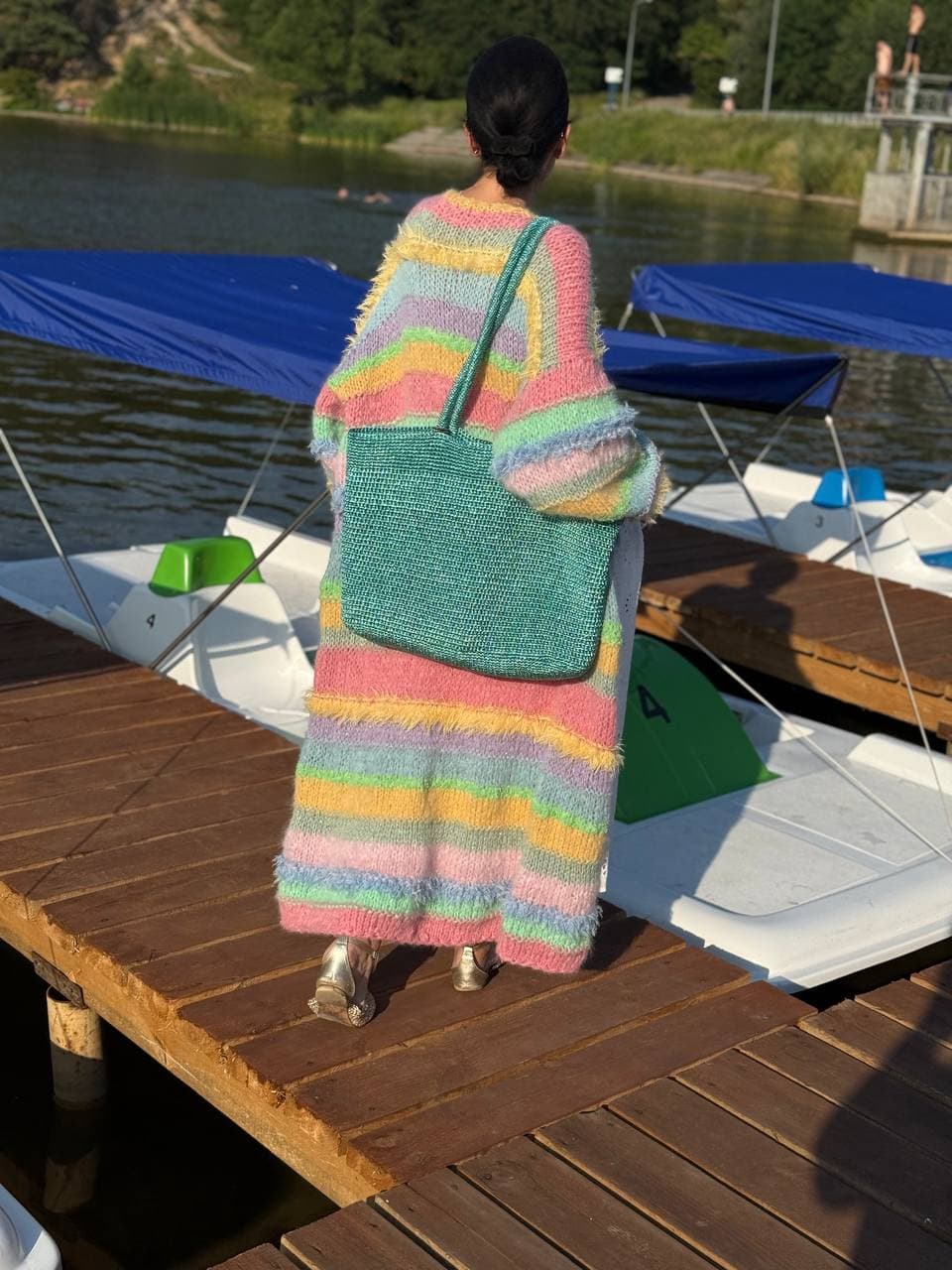 Oversized pastel alpaca cardigan long thumb 2