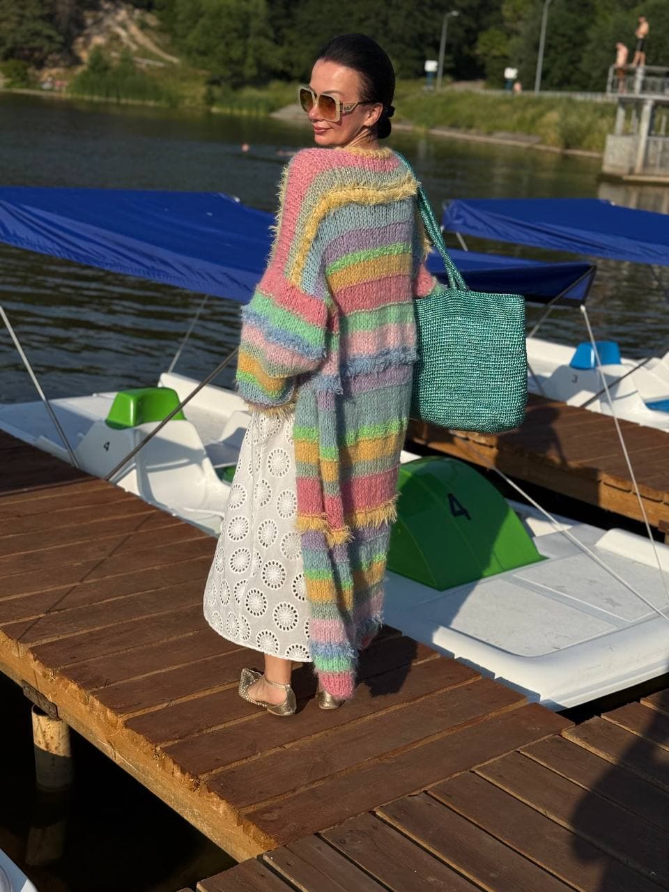 Oversized pastel alpaca cardigan long thumb 5