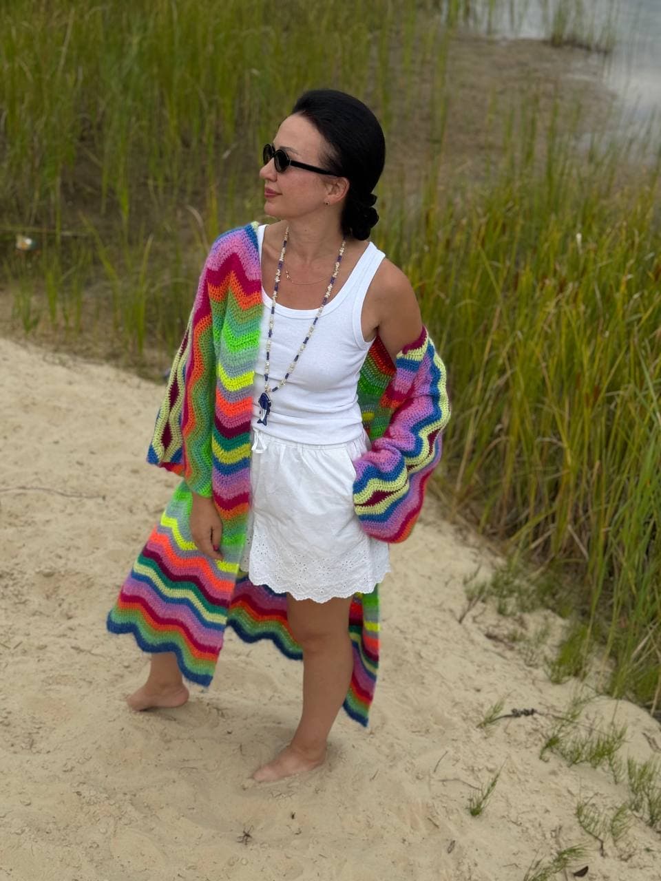 Wave crochet cardigan — alternate view